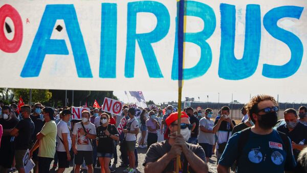 Manifestaciones contra los despidos de Airbus en España - Sputnik Mundo