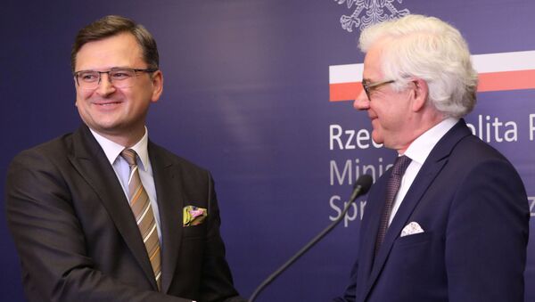 El ministro de Exteriores de Ucrania, Dmitri Kuleba y su homólogo polaco, Jacek Czaputowicz - Sputnik Mundo