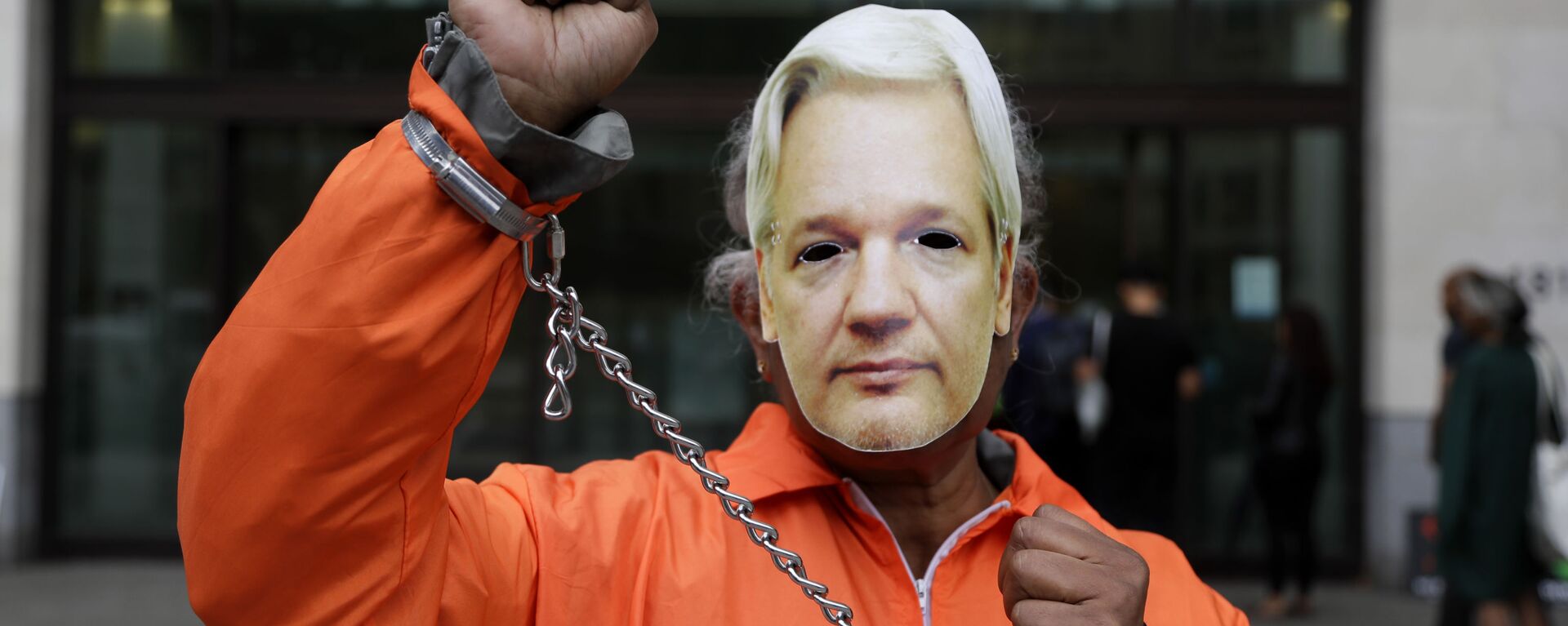Un manifestante por la liberación del fundador de Wikileaks, Julian Assange - Sputnik Mundo, 1920, 03.06.2021