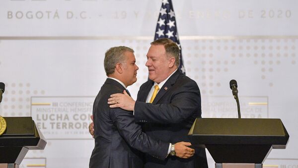 El presidente colombiano, Iván Duque, junto al secretario de Estado de Estados Unidos, Mike Pompeo - Sputnik Mundo