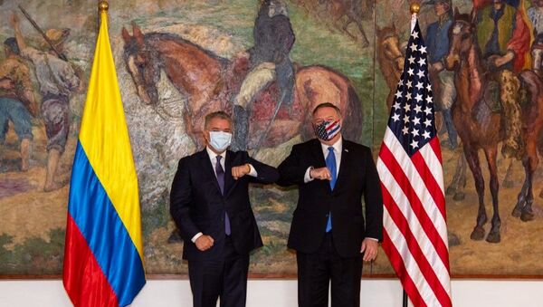 El presidente de Colombia, Ivan Duque, y el secretario de Estado de Estados Unidos, Mike Pompeo - Sputnik Mundo
