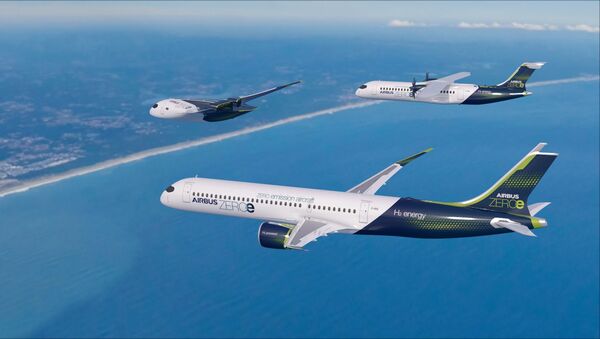 ZEROe, aeronaves propulsadas por hidrógeno de Airbus (ilustración) - Sputnik Mundo