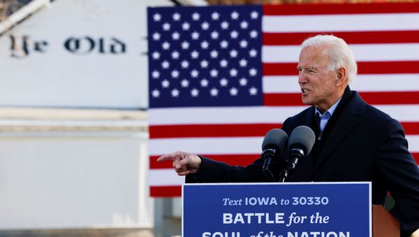 El candidato demócrata, Joe Biden, da su discurso en Iowa, EEUU - Sputnik Mundo