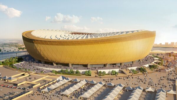 Una imagen del Estadio que albergará la final de la Copa Mundial 2022 generada por computadora - Sputnik Mundo