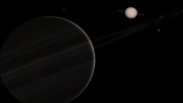Júpiter y Saturno (ilustración artística) - Sputnik Mundo