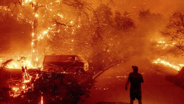 Тушение пожара в общине Сильверадо в Калифорнии - Sputnik Mundo