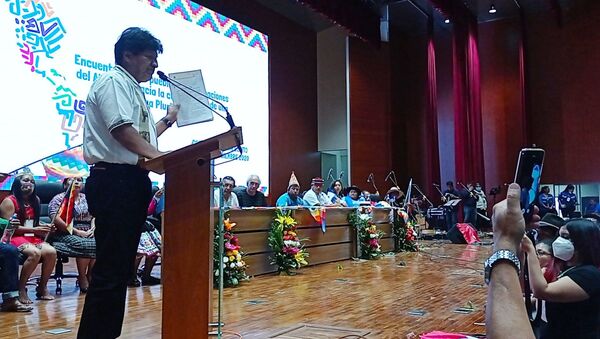 El expresidente boliviano Evo Morales durante el Encuentro de los pueblos y organizaciones del Abya Yala - Sputnik Mundo