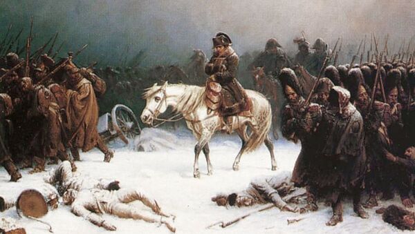 La pintura 'La retirada de Napoleón de Rusia' del artista alemán Adolph Northen - Sputnik Mundo