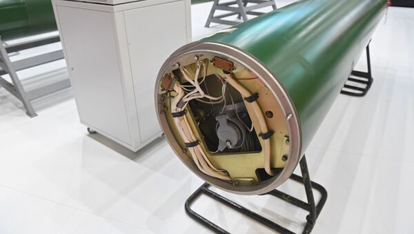 Un torpedo eléctrico teledirigido TE-2 en el Salón Naval Internacional de San Petersburgo, en 2019 - Sputnik Mundo