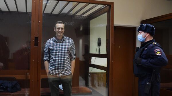 El bloguero opositor Alexéi Navalni en la sede del tribunal Bábushkinski en Moscú - Sputnik Mundo