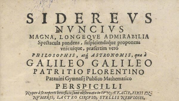 La primera página del tratado Sidereus Nuncius (Mensajero de las estrellas), escrito por Galileo Galilei - Sputnik Mundo
