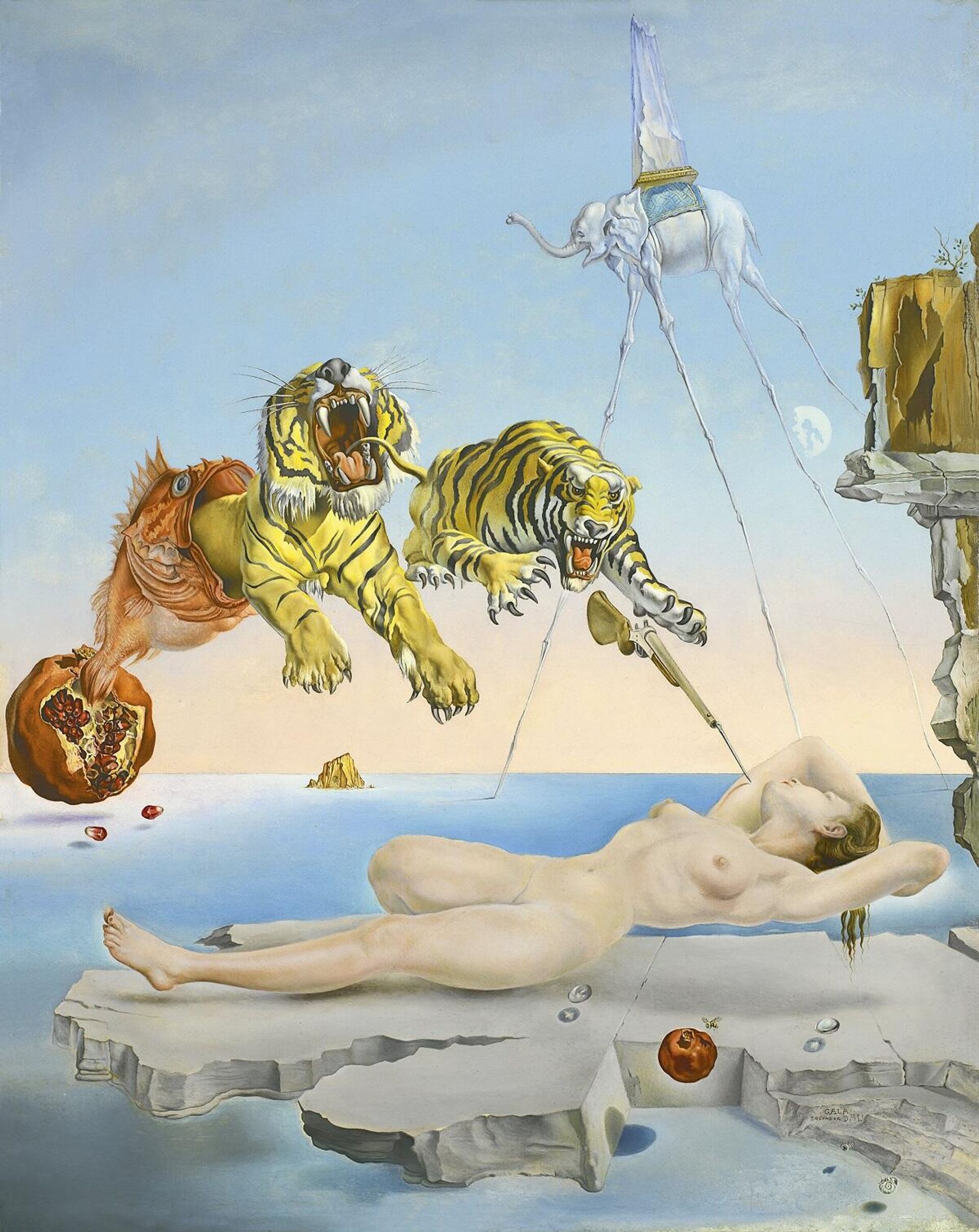Sueño causado por el vuelo de una abeja alrededor de una granada un segundo antes del despertar (1944), de Salvador Dalí - Sputnik Mundo, 1920, 04.04.2021