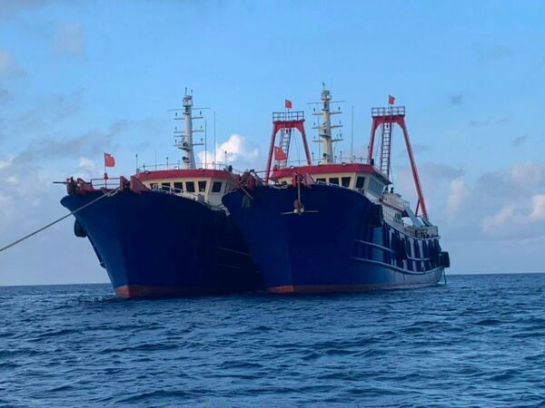 Los barcos chinos, supuestamente controlados por la milicia popular china, en el arrecife Whitsun, en el mar de China Meridional, el 27 de marzo de 2021. - Sputnik Mundo
