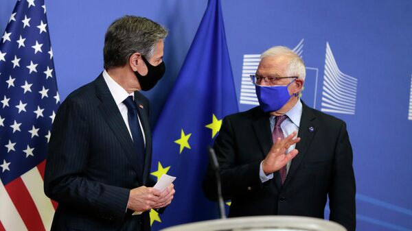 Secretario de Estado de EEUU, Antony Blinken, y el alto representante de la UE para Asuntos Exteriores y Política de Seguridad, Josep Borrell (archivo) - Sputnik Mundo