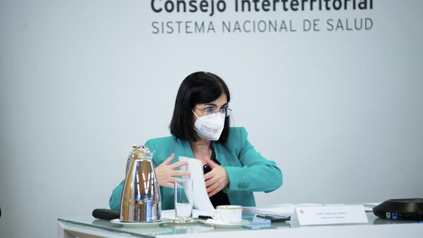 La ministra de Sanidad de España, Carolina Darias, durante la rueda de prensa del Consejo Interterritorial del Sistema Nacional de Salud - Sputnik Mundo