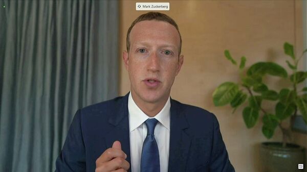 Mark Zuckerberg, director ejecutivo de Facebook, durante una videoconferencia el noviembre 2020 - Sputnik Mundo
