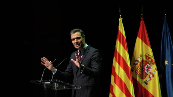 El presidente del Gobierno, Pedro Sánchez, durante la conferencia 'Reencuentro: un proyecto de futuro para toda España' - Sputnik Mundo