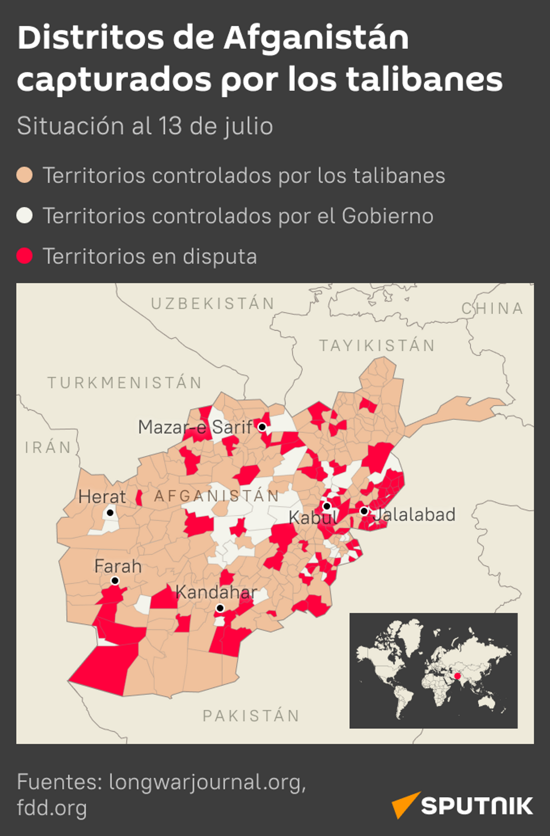 Distritos de Afganistán capturados por los talibanes - Sputnik Mundo, 1920, 27.07.2021