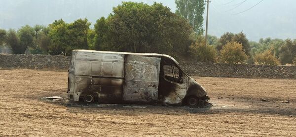 Una furgoneta calcinada por las llamas en Turquía
 - Sputnik Mundo