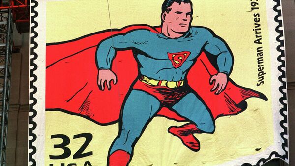 Una réplica de un sello postal de Superman en Cleveland (EEUU) - Sputnik Mundo