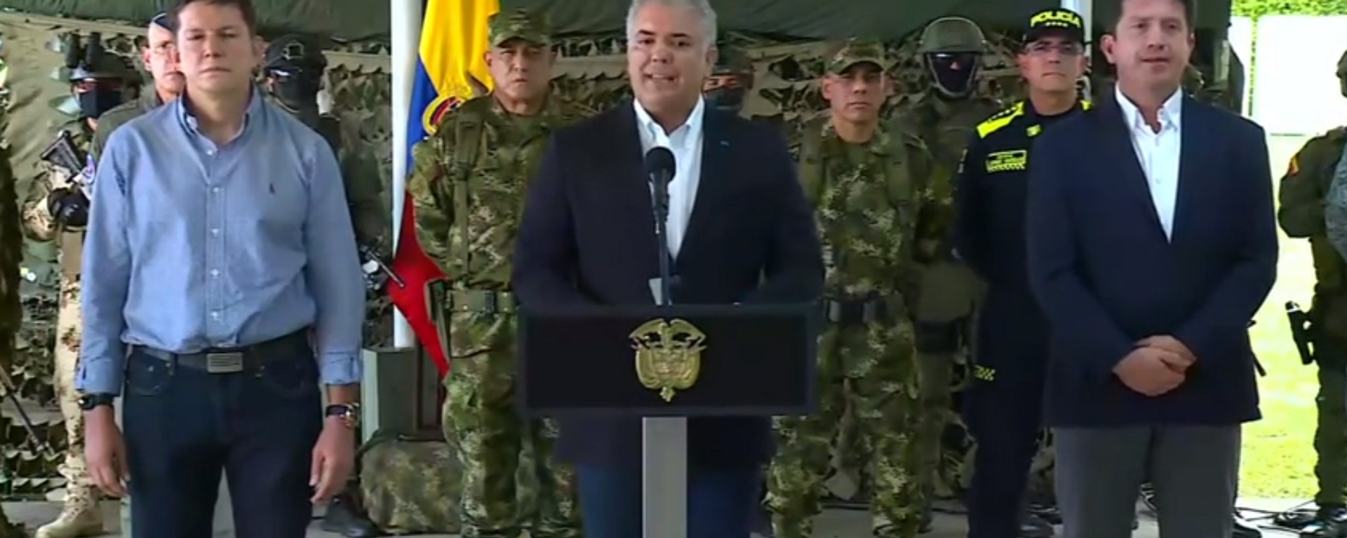 Iván Duque, presidente de Colombia, ofrece declaración por la captura de 'Otoniel', el narco más buscado de Colombia, el 23 de octubre del 2021 - Sputnik Mundo, 1920, 24.10.2021