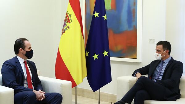 El presidente del Gobierno español, Pedro Sánchez, se reunió con el presidente del Banco Interamericano de Desarrollo (BID), Mauricio Claver-Carone - Sputnik Mundo