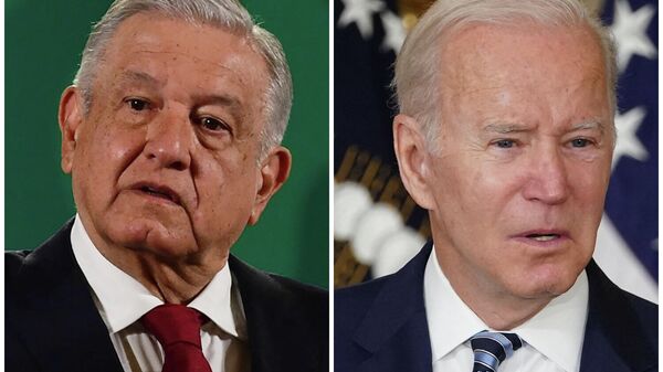 Andrés Manuel López Obrador, presidente de México, y Joe Biden, presidente de Estados Unidos  - Sputnik Mundo