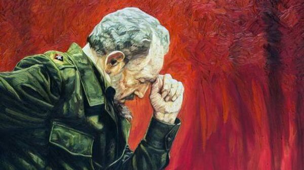 La pintura 'Meditación' del artista Eduardo Méndez Navarro inspirada en Fidel Castro en homenaje a su 89 cumpleaños. - Sputnik Mundo