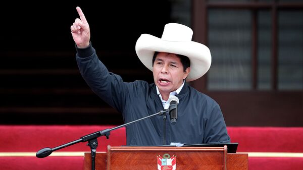 El presidente de Perú, Pedro Castillo, durante un discurso oficial - Sputnik Mundo