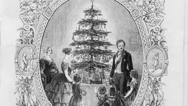 Grabado sobre el árbol de Navidad en México, en el siglo XIX.  - Sputnik Mundo