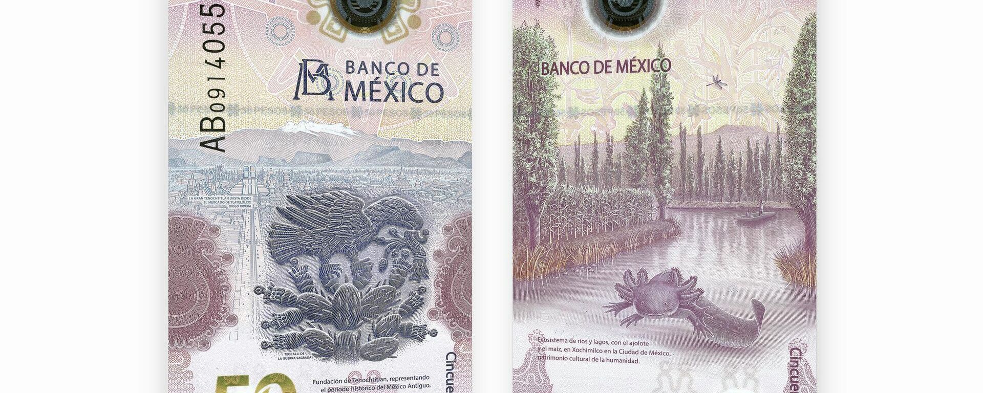 Billetes conmemorativos de México con la figura del ajolote.  - Sputnik Mundo, 1920, 13.01.2022