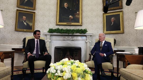 Reunión entre el presidente de EEUU, Joe Biden, y el emir de Catar, el jeque Tamim bin Hamad Thani - Sputnik Mundo