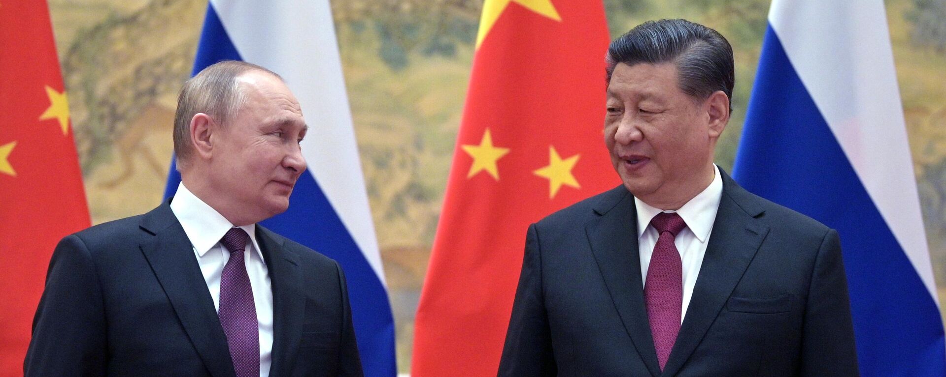 El presidente de Rusia, Vladímir Putin, al reunirse en Pekín con el presidente chino, Xi Jinping - Sputnik Mundo, 1920, 25.02.2022