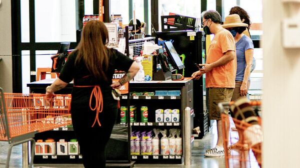 Una fila en el supermercado (imagen referencial) - Sputnik Mundo