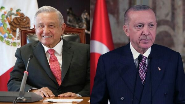El presidente de México, Andrés Manuel López Obrador, y el presidente de Turquía, Recep Tayyip Erdoğan - Sputnik Mundo