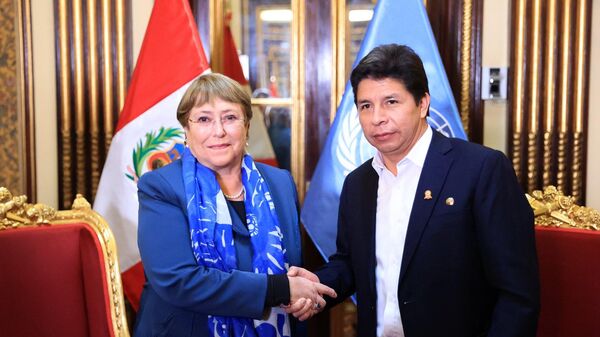 La alta comisionada para los Derechos Humanos (DDHH) de la Organización de la Naciones Unidas (ONU), Michelle Bachelet, se reunió con el presidente de Perú, Pedro Castillo - Sputnik Mundo