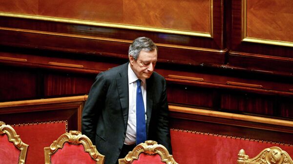 Primer ministro italianao, Mario Draghi, en el Senado - Sputnik Mundo