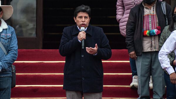 El presidente de Perú, Pedro Castillo, durante un acto público - Sputnik Mundo