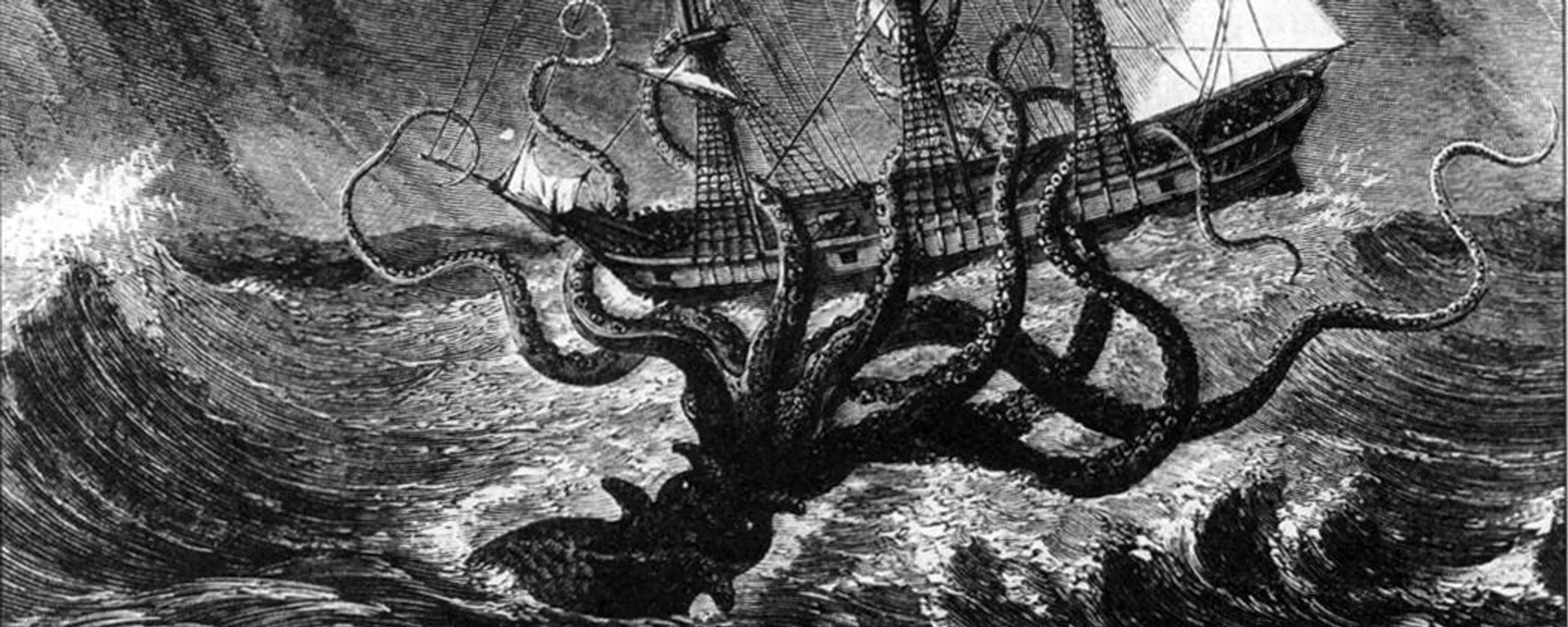 O monstro marinho Kraken em ação contra um navio.  - Sputnik World, 1920, 15.01.2023