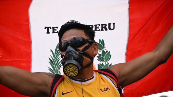 Manifestante peruano - Sputnik Mundo