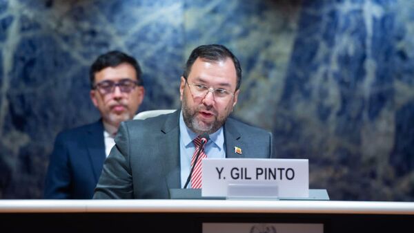 El canciller de Venezuela, Yván Gil, en el Consejo de Derechos Humanos de la ONU, el 28 de febrero   - Sputnik Mundo