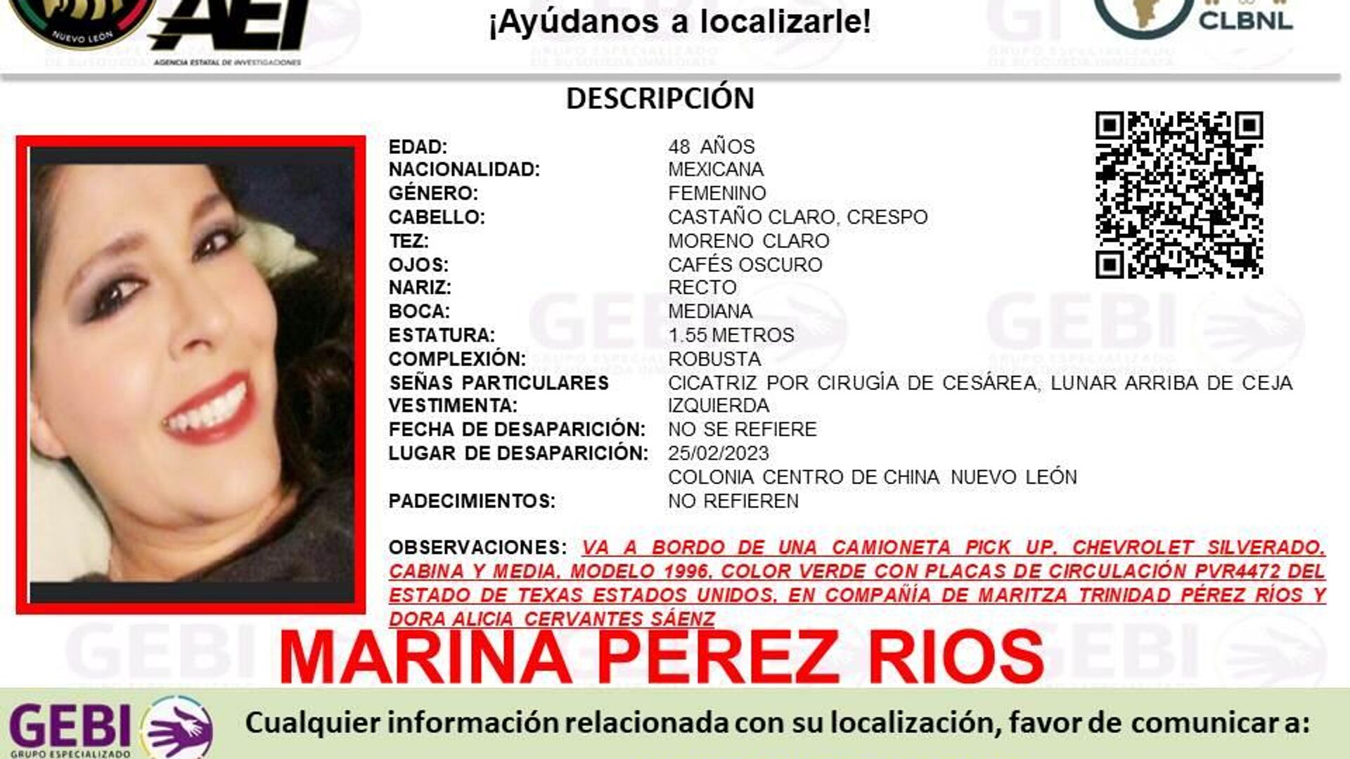 Marina Pérez Ríos, desaparecida el 15 de febrero en Nuevo León  - Sputnik Mundo, 1920, 11.03.2023