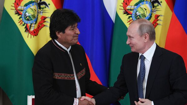 Evo Morales y Vladímir Putin  - Sputnik Mundo