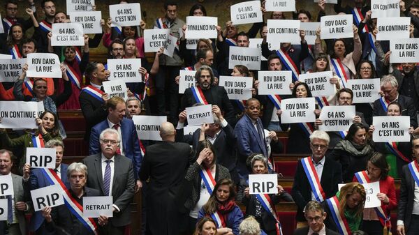 Asamblea Nacional Francia protesta reforma pensiones macron - Sputnik Mundo
