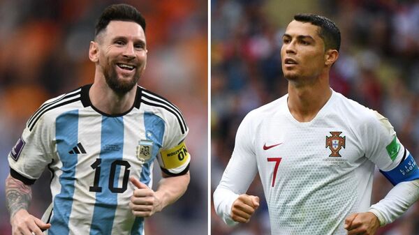 El delantero argentino Lionel Messi y el futbolista portugués Cristiano Ronaldo  - Sputnik Mundo