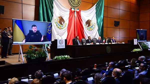 Conferencia de Volodímir Zelenski en la Cámara de Diputados de México. - Sputnik Mundo