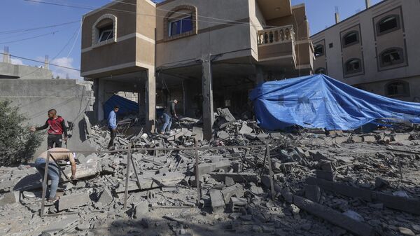 Edificios dañados en la Franja de Gaza por ataques de las Fuerzas de Defensa de Israel  - Sputnik Mundo