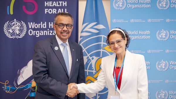 El director de la OMS, Tedros Adhanom Ghebreyesus con Magaly Gutiérrez, ministra de Salud de Venezuela - Sputnik Mundo