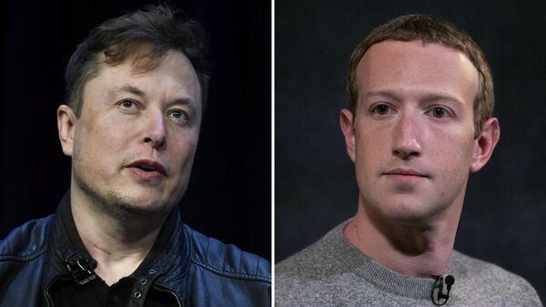 El magnate tecnológico Elon Musk y el director general de Facebook, Mark Zuckerberg  - Sputnik Mundo