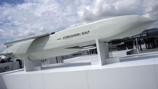 Misil de crucero Storm Shadow durante el Salón Aeronáutico de París en Le Bourget, Francia, el 19 de junio de 2023. - Sputnik Mundo